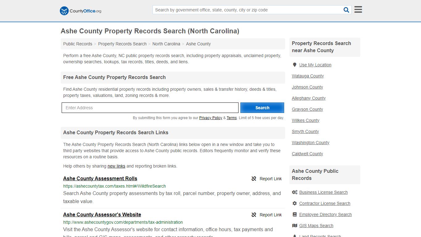 Ashe County Property Records Search (North Carolina) - County Office